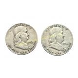 (2) 1951 Franklin Half Dollars silver