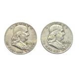 (2) 1957-D Franklin Half Dollars silver