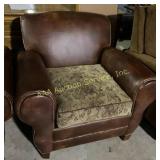 Aniline Leather Upholstered Seat Arm Chair Mad