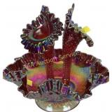 Fenton carnival glass Epergne *missing one