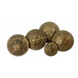 (5) police uniform buttons 19th century