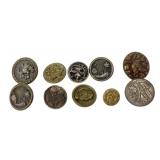 (10) Victorian metal picture buttons 19th century