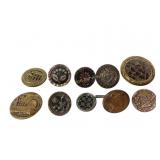 (10) Victorian metal picture buttons 19th century