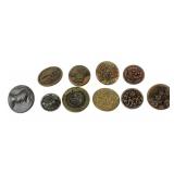 (10) Victorian metal picture buttons 19th century