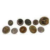 (10) Victorian metal picture buttons 19th century