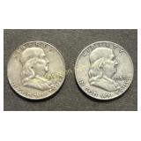 (2) 1959-D Franklin Half Dollars silver