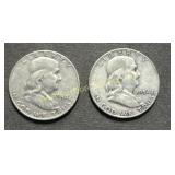 (2) 1954-D Franklin Half Dollars silver