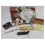 Cheese box, Beef platter, tapestry, milk glass