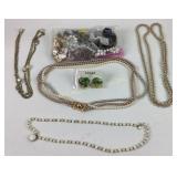 Costume jewelry: clip on earrings, necklaces,