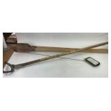 Tools: hula hoe, post hole digger, mirror
