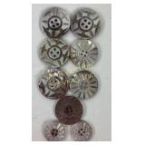 (9) antique Victorian carved MOP buttons 19th