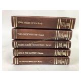 Leather bound books, classics of the old West: