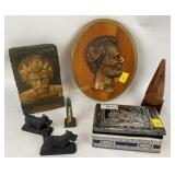Brass Abe Lincoln profile, (2) Hamilton foundry