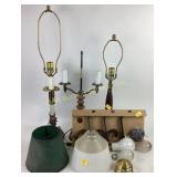 (3) brass / wood table lamps *untested*