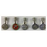 (5) celluloid advertising pencil pen clips 7up &