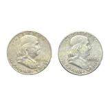 (2) 1960 Franklin Half Dollars silver