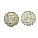 (2) 1951-D Franklin Half Dollars silver
