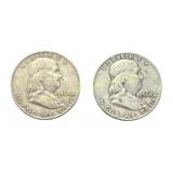 (2) 1960-D Franklin half dollars silver
