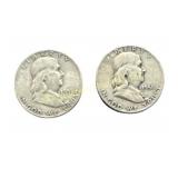 (2) 1951-D Franklin Half Dollars silver