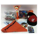 Tigger pez dispenser, Chicago Bears hat, Legos,