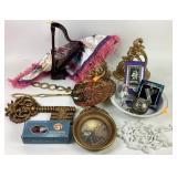 Silver plated New Testament Bible, wooden harp