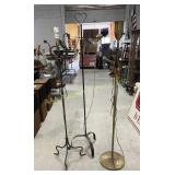 Trio of floor lamps - black metal, brass and
