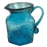 MCM mid century Pilgrim blue glass small pitcher