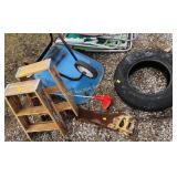 (2) 2ft Werner step ladders, wheelbarrow, Toro