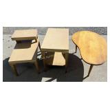 Trio of tables - 2 blonde Formica end tables and