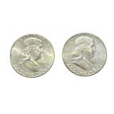 (2) 1963 Franklin Half Dollars silver