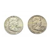 (2) 1953-D Franklin Half Dollars silver