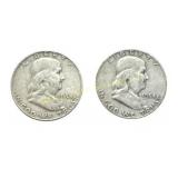 (2) 1954-D Franklin Half Dollars silver