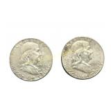 (2) 1963-D Franklin Half Dollars silver