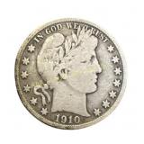 1910-S Barber Half Dollar Silver