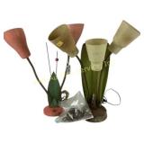 (2) MCM metal floral lamps with fiberglass