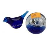 Bluebird of happiness, glass paperweight