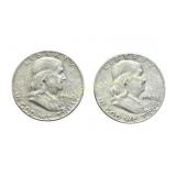 (2) 1954 Franklin Half Dollars silver