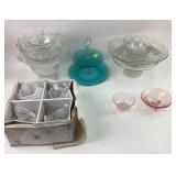 Teal blue tiered server, pink depression small