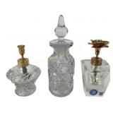 (2) I.W. Rice Glass perfume bottles, glass