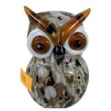 Blown glass owl paperweight