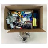 Office supplies: Staples, writing utensils, hole