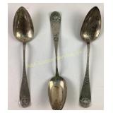 (3) Victorian Sterling serving spoons brite cut