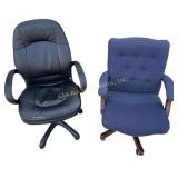 Pair of rolling office chairs - black executive