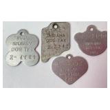 (4) Indiana dog tags 1949, 1951, 1958, 1962