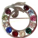 Sterling & rhinestone Van Dell pin total weight 7