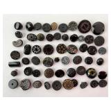 Victorian black glass buttons including shank,
