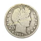 1907-S Barber Half Dollar Silver