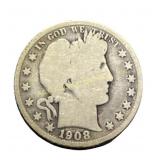 1908 Barber Half Dollar Silver