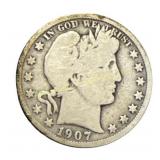 1907 Barber Half Dollar silver