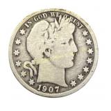 1907-D Barber Half Dollar Silver